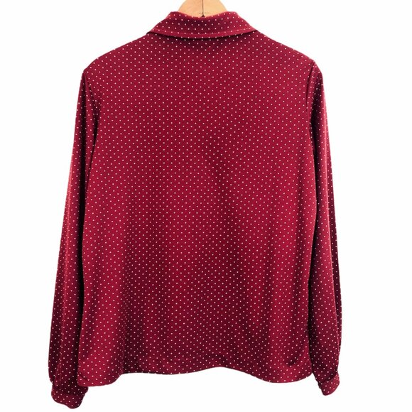 Vintage Copy Cats Womens Polka Dot Blouse Size Medium Detachable Jabot Red White - Picture 3 of 10